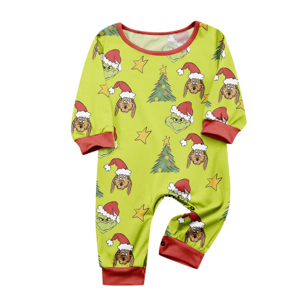 Christmas Print Cute Family Set Pajamas, Home Clothes, Family Set Long Sleeve Top Pants Set