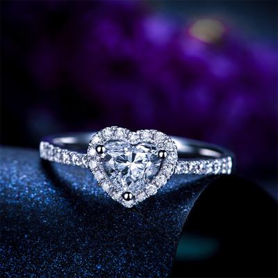 Simple Fashion Jewelry Zircon Heart Ring Micro-set Gemstone Ring Women's Ring