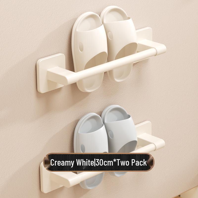 Punch-Free Wall-Mounted Bathroom Slipper Rack and Draining Storage Hanger