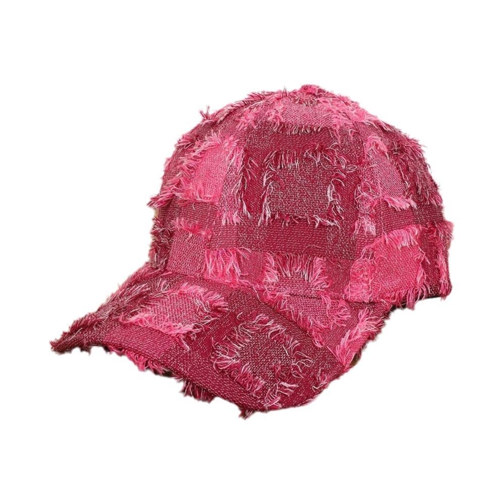 Frayed Edge Plaid Baseball Cap Adjustable Fit Sun Shading Cap Casual Baseball Hat  Daily Wear