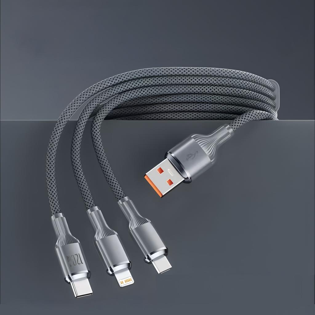 3-in-1 100W Cables 6A Fast Charging USB To Type-C Micro Wire Data Cord For Samsung Xiaomi iPhone Quick Charge USB Type C Cable