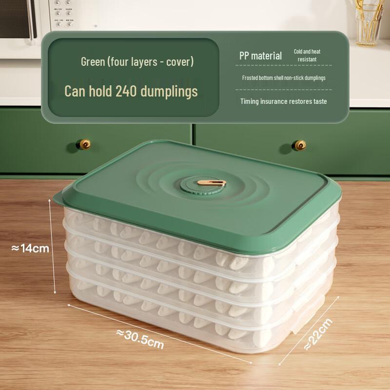 Multi-layer Freezer Dumpling Storage Box with Date Marker 4 Layers