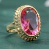 Gorgeous Inlaid Pink CZ Women's Ring Trendy Gold Color Geometry Daily Wear Party Jewelry Anniversary Gift