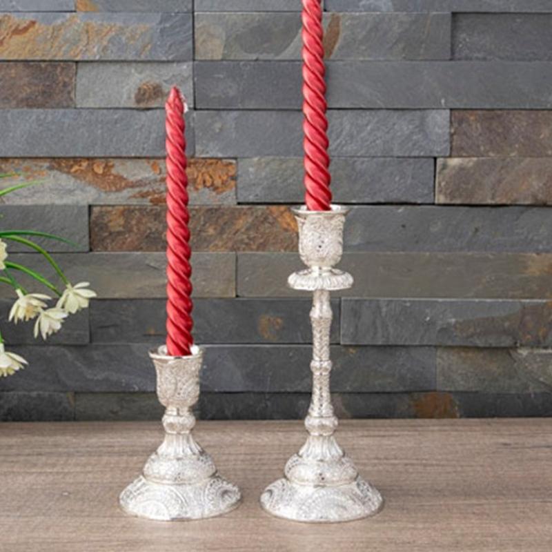Elegant European Engraved Pattern Taper Candle Holders Antique Metal Candlestick Candelabra For Table Centerpieces