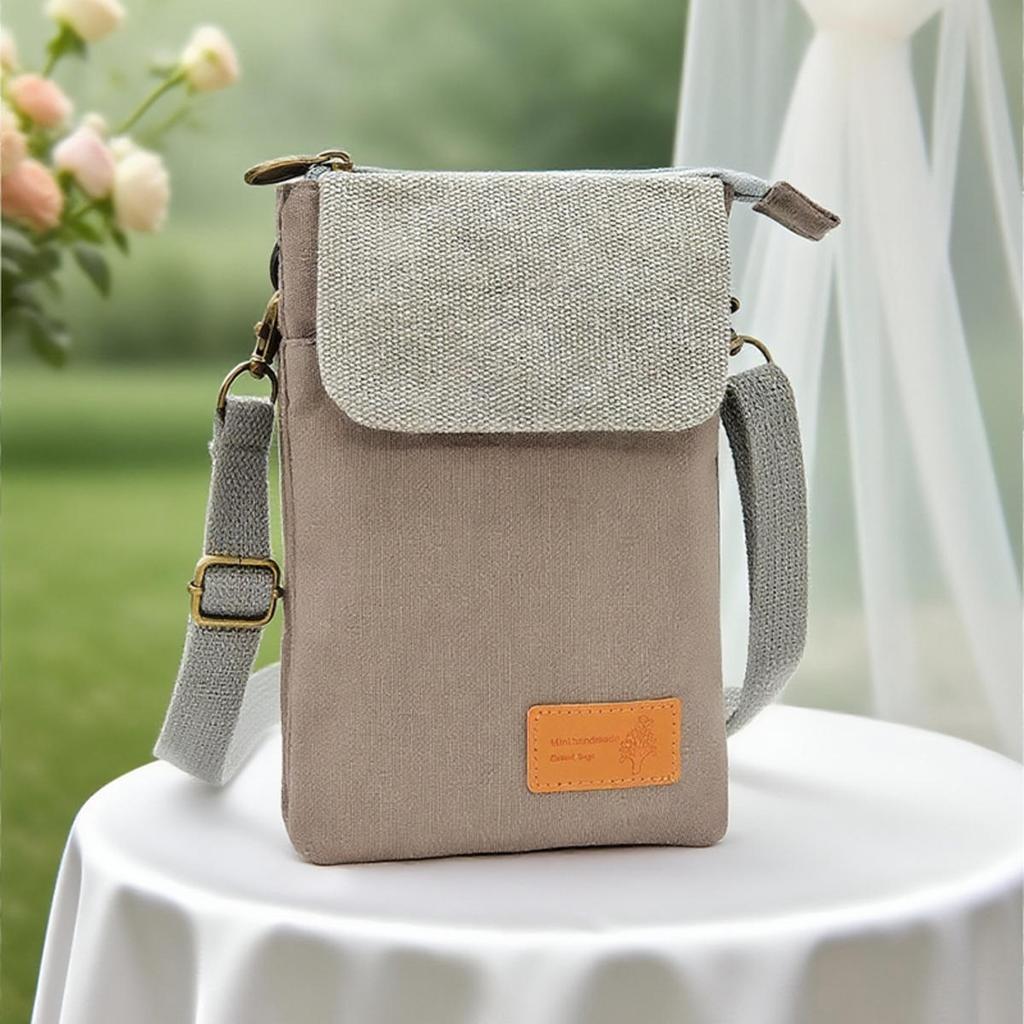 Mini Fabric Crossbody Bag  Color Contrast Cell Phone pouch  Vintage Shoulder Purse For Women Small Crossbody Bag