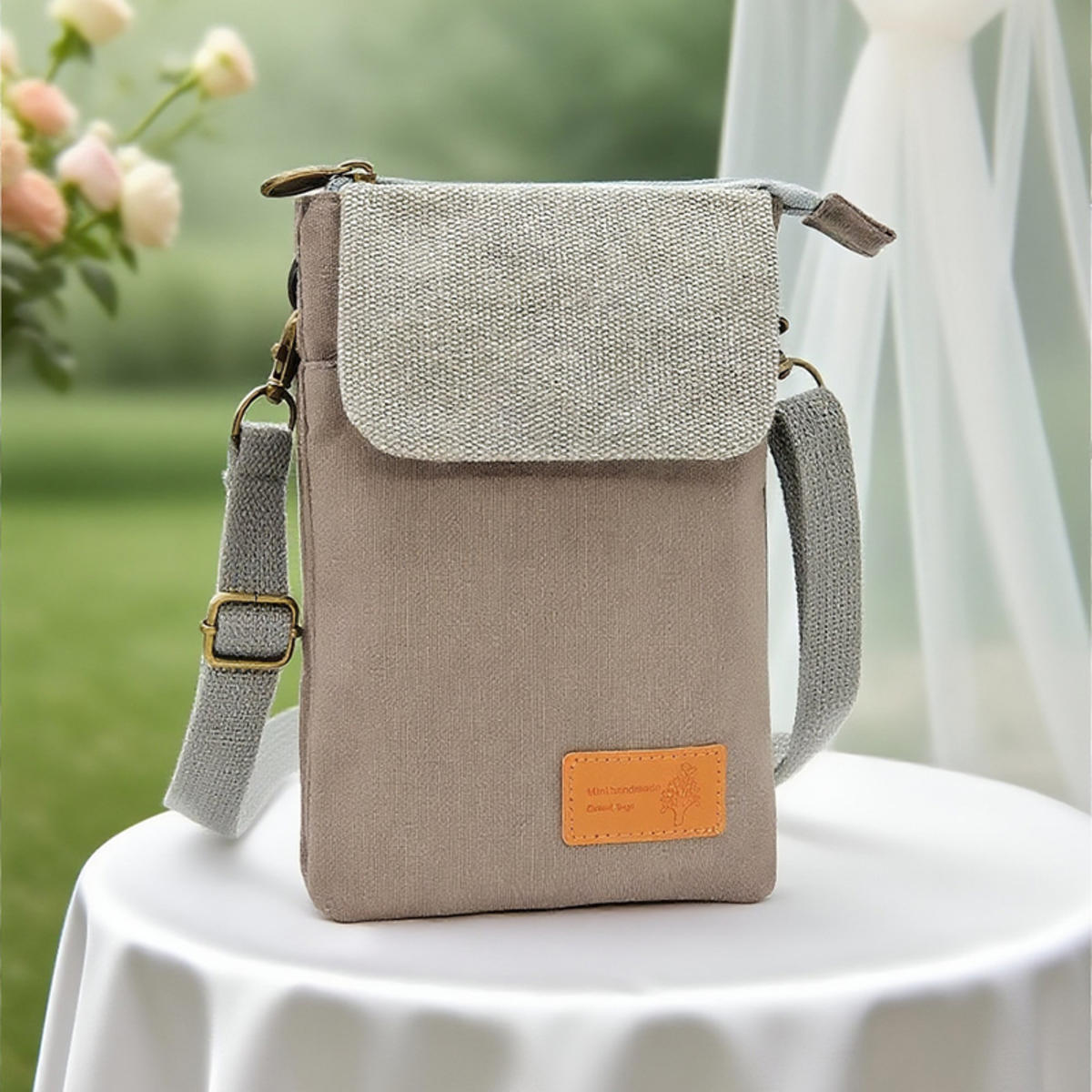 

Мини Тканевая Сумка Кроссбоди Контрастного Цвета Чехол для Мобильного Телефона Винтажная Наплечная Сумка для Женщин Маленькая Сумка Кроссбоди one size серый