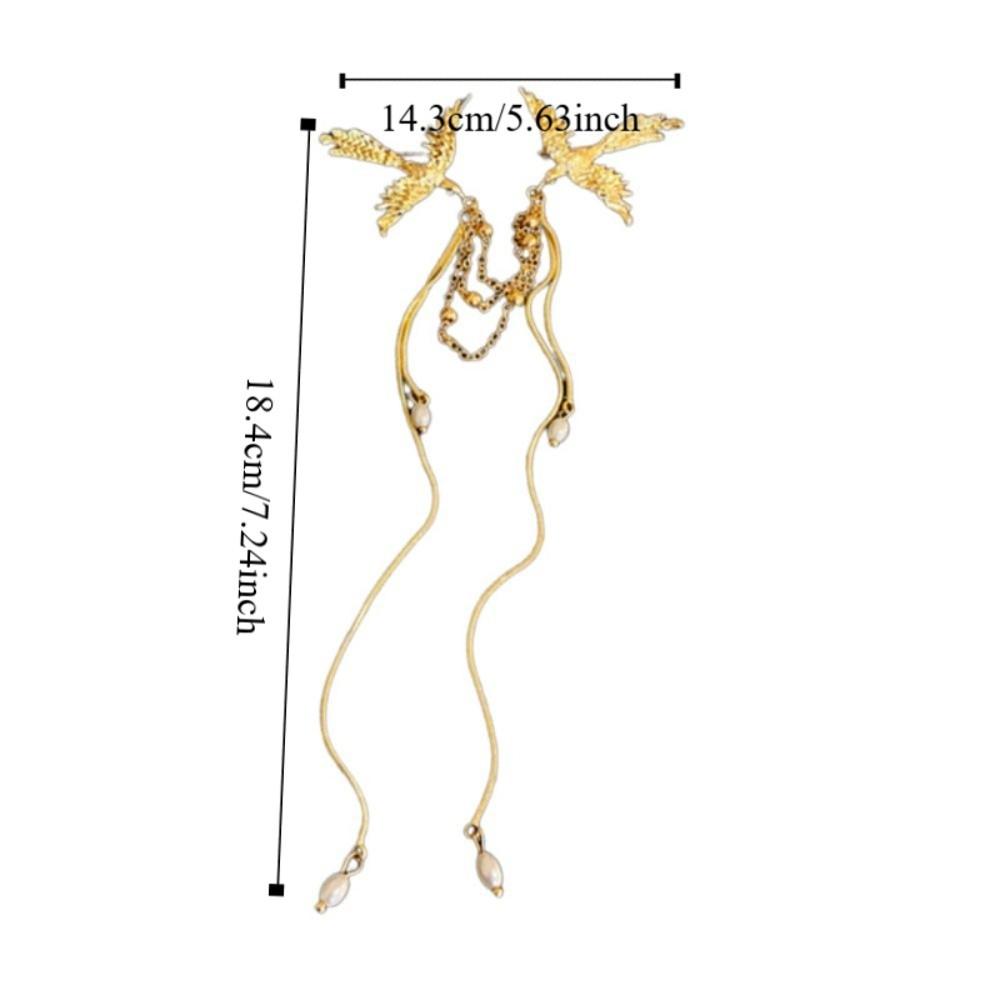 Corsage Ornaments Long Fringe Brooch Pearl Chinese Style Brooch Pin Phoenix Tassel Brooch Decor