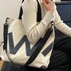 Canvas Bags, Commuter Bags, Tote Bags, Women's Large-capacity Contrasting Colors, College Students, School Bags, Oblique Span Bags, Popular Trend