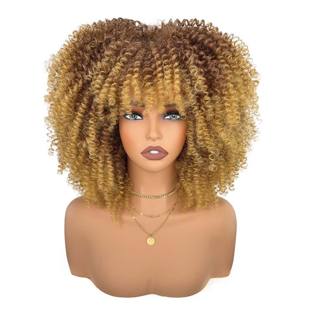 More Than 30 Types Of Micro Rolled European American Explosive Hair Wigs Covers African Small Rolls Fluffy Short Curly Kinky High-temperature Silk