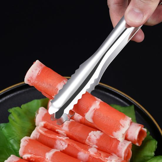 Ice Clamp Heat-Resistant Stainless Steel Ice Tongs Non-Slip Serrated Grip -Free Kitchen Utensils for Barbecue Snack Tongs