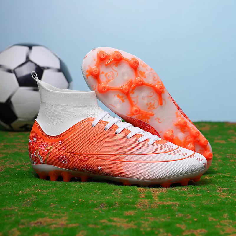 New  Football Shoes' Long Spike Grass Football Shoes Training Competition High Top Spike Athletic Shoes For Men
