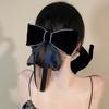 Fashion Retro Rhinestone Velvet Bow Ribbon Hairpin For Woman Temperament Back Of The Head Hair Clips New Year Hair Accessories