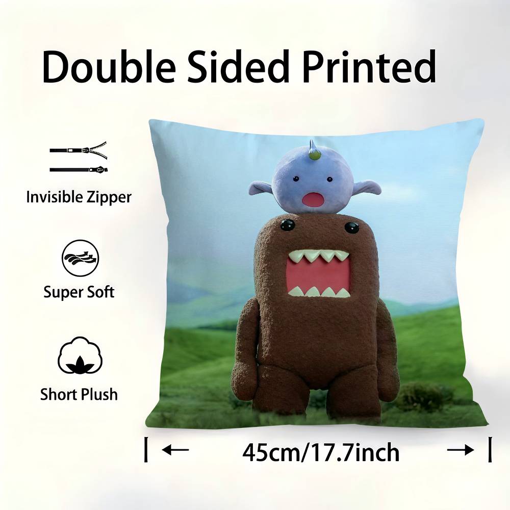 Cute Domo-Kun Pillowcase Toon Gift Cushion Cover Bedroom Home Sofa Chair Seat Decor Pillow Case