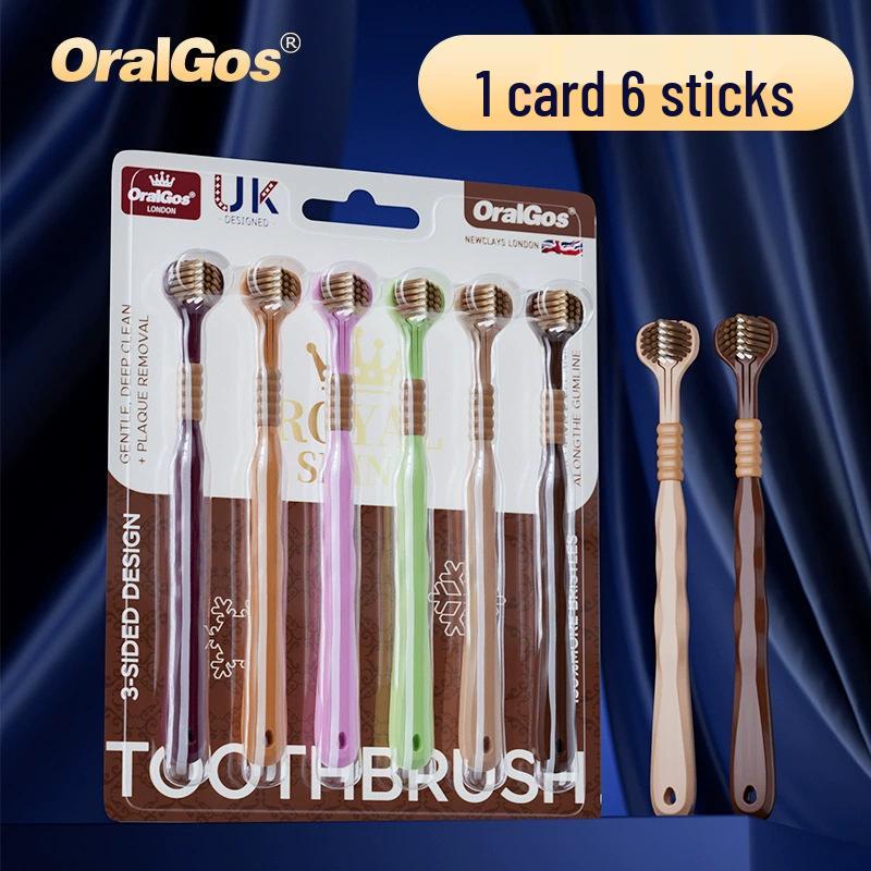 

Набор из шести взрослых зубных щеток с мягкой щетиной и тройной головкой для защиты десен