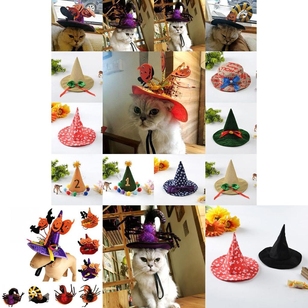 Hat Witch Halloween For Dog Cat Pet Party Fancy Dress Up Accessories Costume