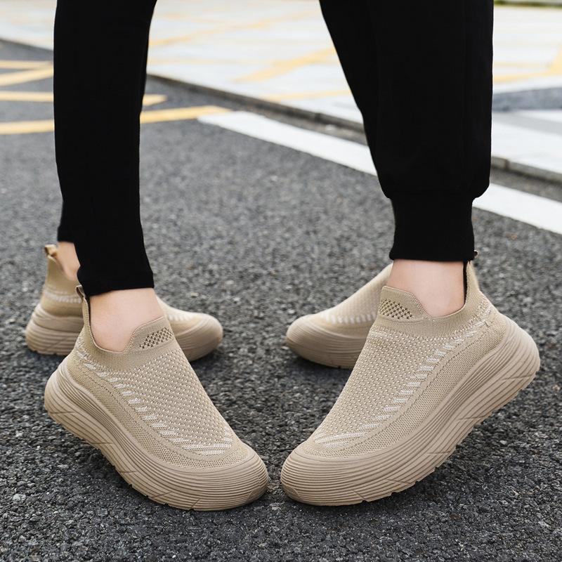 Men's Shoes Spring and Summer Breathable Mesh Shoes Men's and Women's Trendy Versatile Thick-soled Fly-woven Sports Shoes Casual Dad Shoes