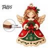 Indoor Christmas Window Decorations 6Pcs Wooden Angel Ornaments, 2D Flat Hanging Ornaments with Hemp Rope, Rustic Home Decor Retro Pendants
