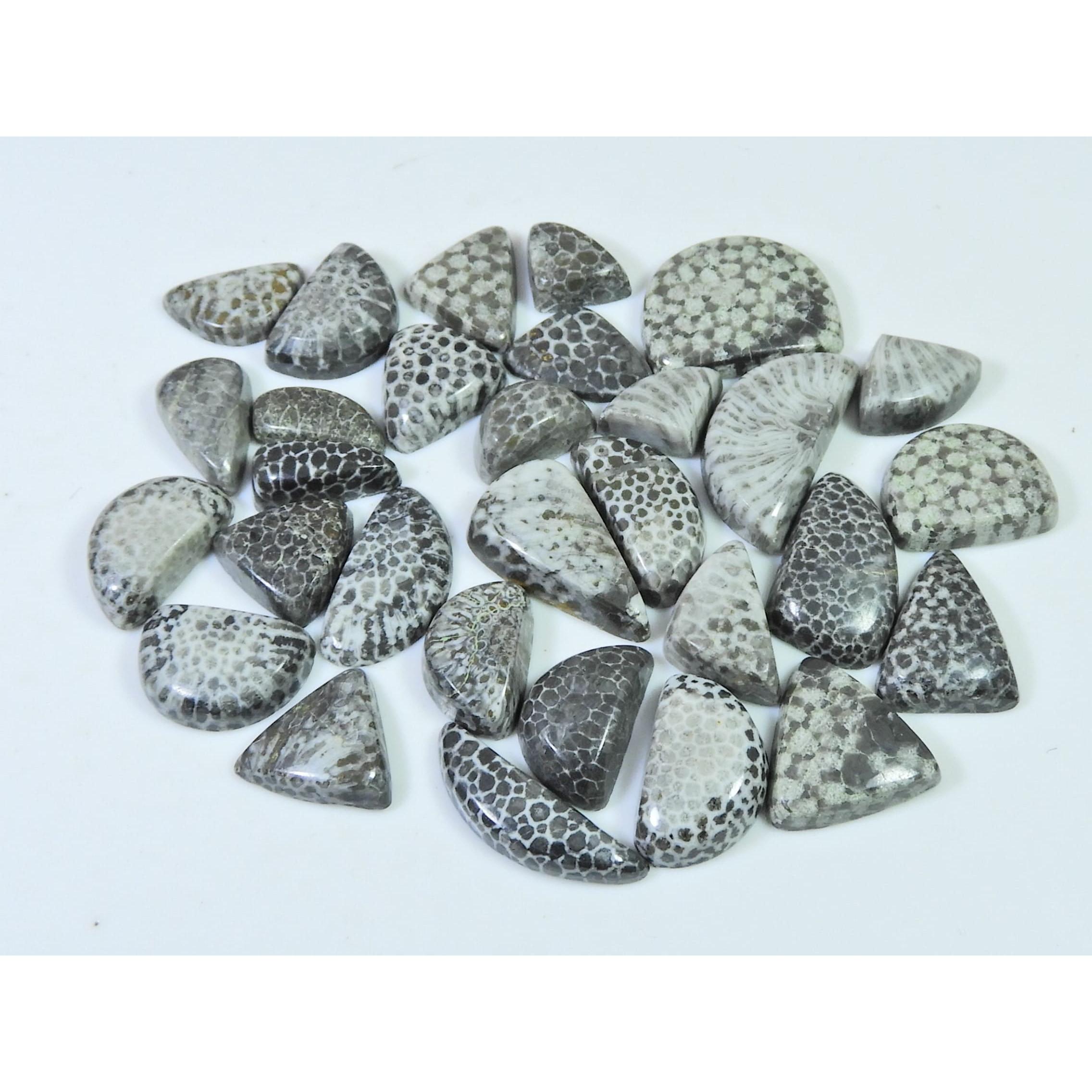 

171 карат. Натуральный черный ископаемый коралл необычный кабошон россыпной драгоценный камень лот 30 шт. C-632