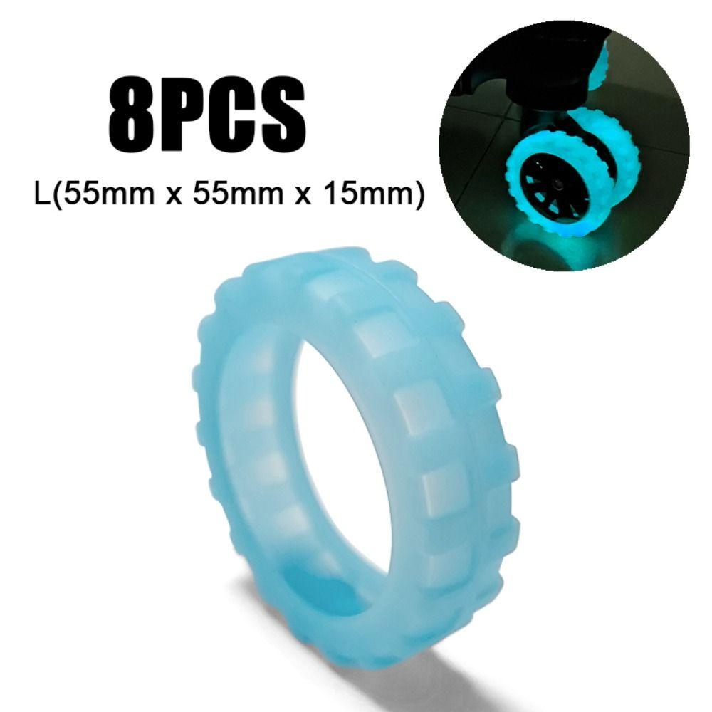 8Pcs Silent Sound Luminous Luggage Caster Shoes Anti-abrasion Silicone Suitcase Wheels Protective Cover Trolley Box Caster Cover