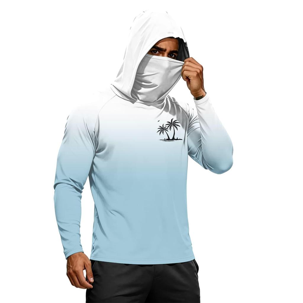 Camiseta de Manga Larga de Verano para Hombre de Secado Rápido con Capucha Protección Solar UPF50 Plus Ligera Transpirable para Fitness Deportes al Aire Libre