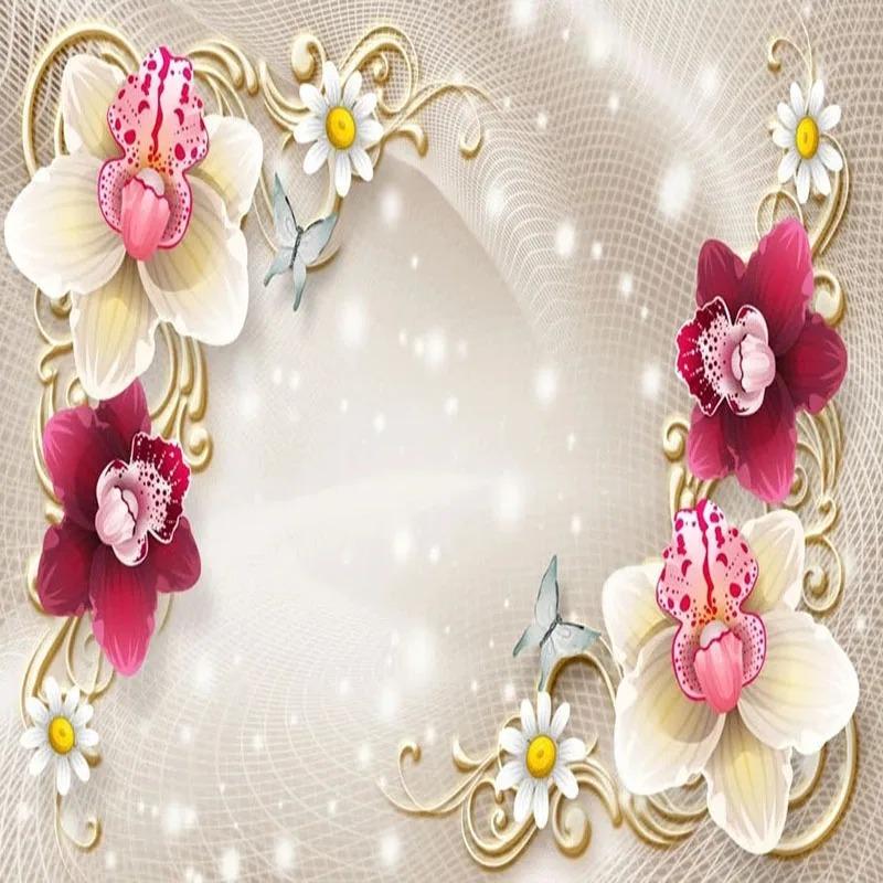 European Wallpaper Luxury 3d Relief Flower Mural Living Room Tv Sofa Bedroom Background Wall Mural Home Decor