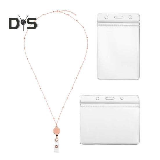 

Шнурки для бейджей, выдвижной держатель удостоверения личности, водонепроницаемый учительский шнурок с 2 держателями для карт, искусственный жемчуг, вертикальный чехол для удостоверения личности розового золота