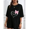 Butterfly Print T Shirt White Pink And Green Butterflies Heart Design Casual Summer Top For Women