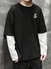 Men's Offset Visual Sleeve Long Sleeve Tee, Quick Dry Breathable Tops, Regular Fit for Weekend Outing Daily Errands Outdoor City Commute Leisure Wear