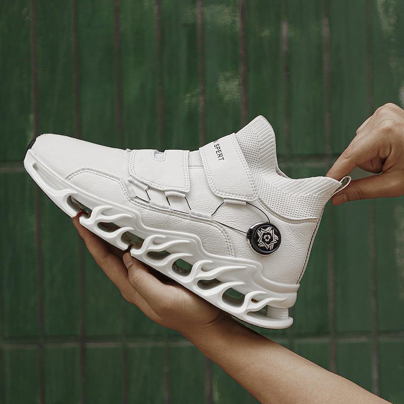 Klobiger Sneaker Übergröße 45 46 47 48 Herren Laufschuhe mit Blade-Sohle Mode Casual Leder/Mesh Schuhe mit erhöhter Plattform