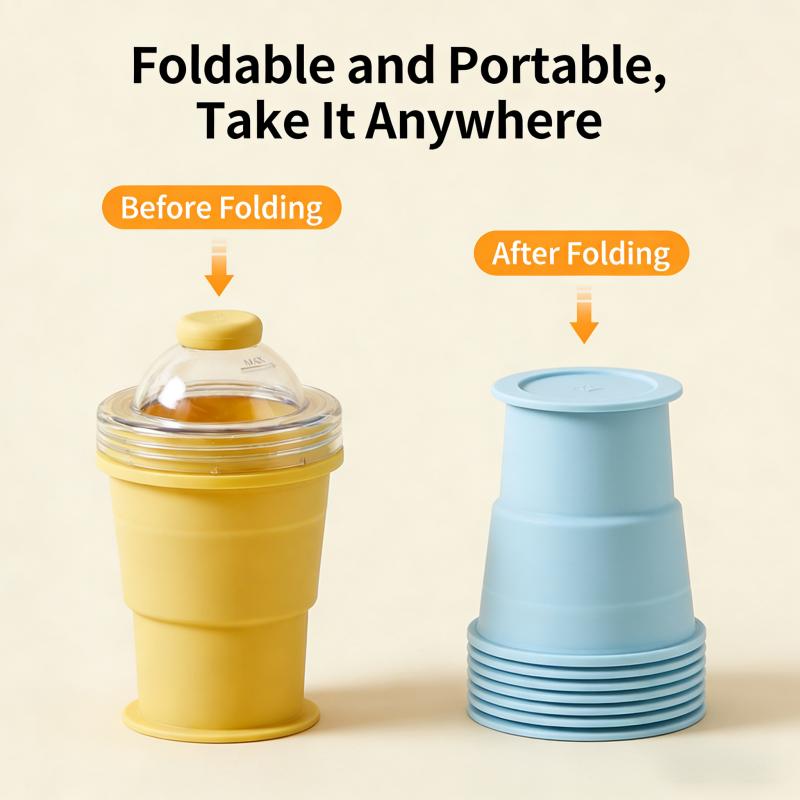 New Portable Foldable Ice Ball Cup with Built-in Straw, Food-Grade Silicone Ice Maker Mold, Summer Outdoor Travel Tumbler