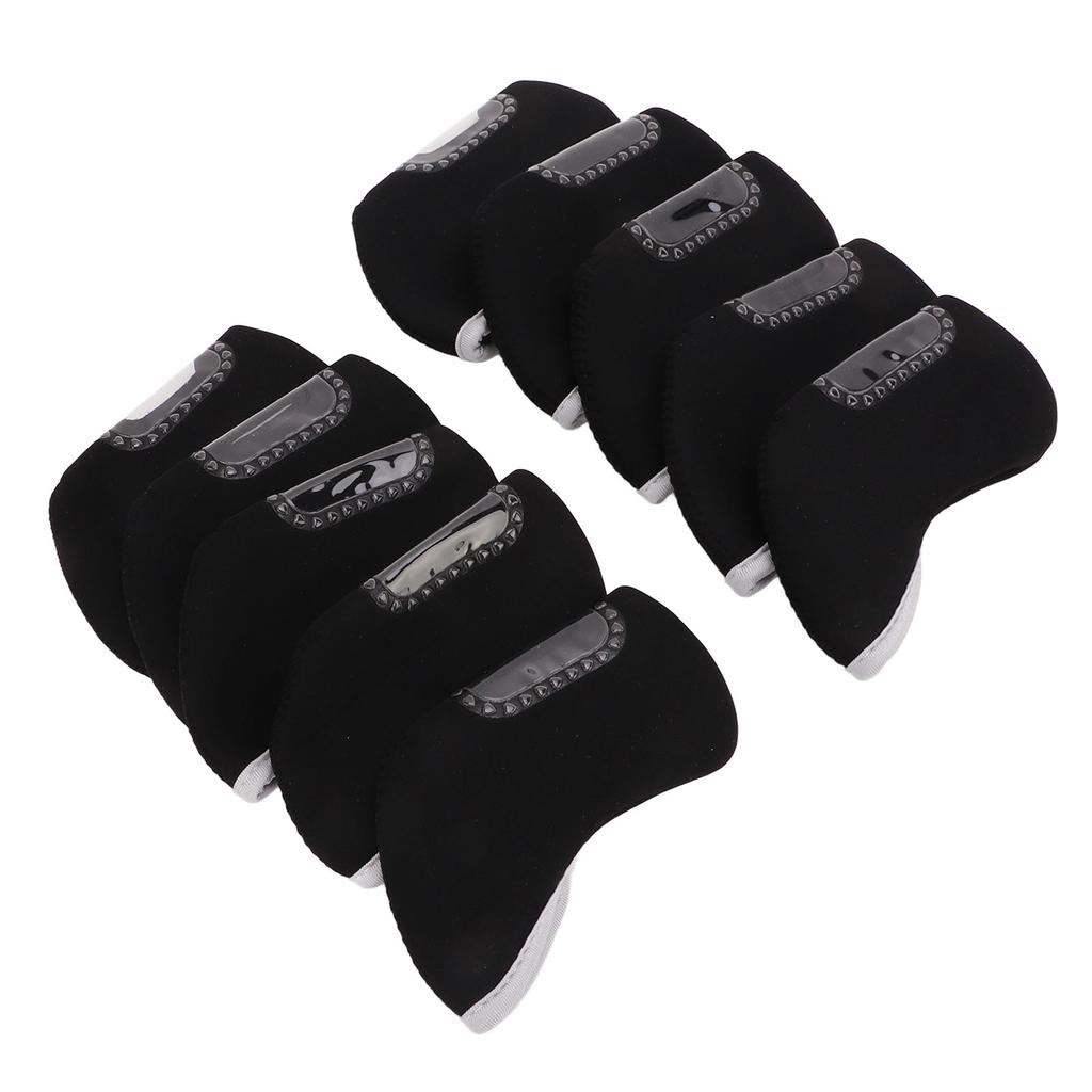 10 PCS Golf Iron Head Covers Golf Club Head Protective Cover Golf Putter Cover Set Black