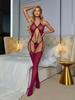 FHSEER Womens Sexy Mesh Lingerie Sets Open Crotch Fishnet Bodystockings Garter Erotic Lace Underwear Bodysuit
