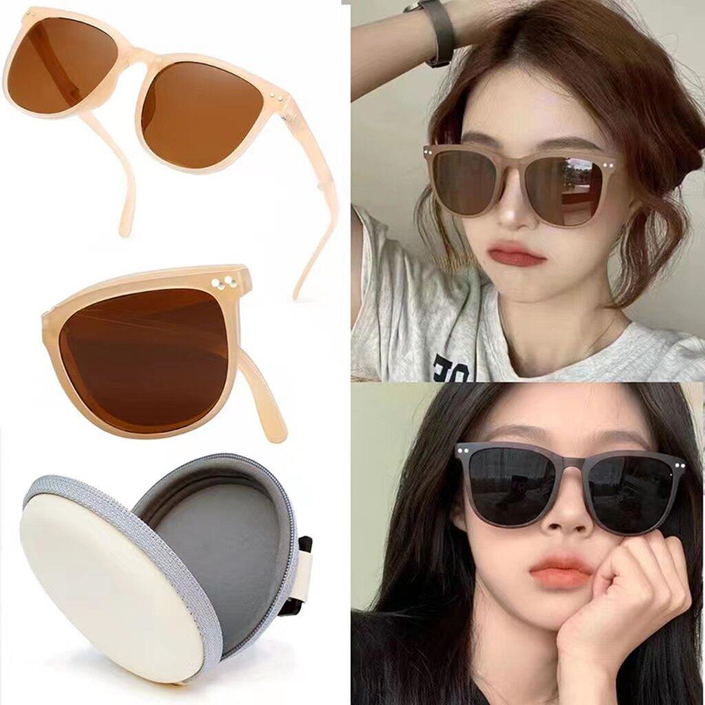 Free Case Sunglasses Same Style for Men and Women Under The Banana Folding Sunglasses Tr90 Glasses