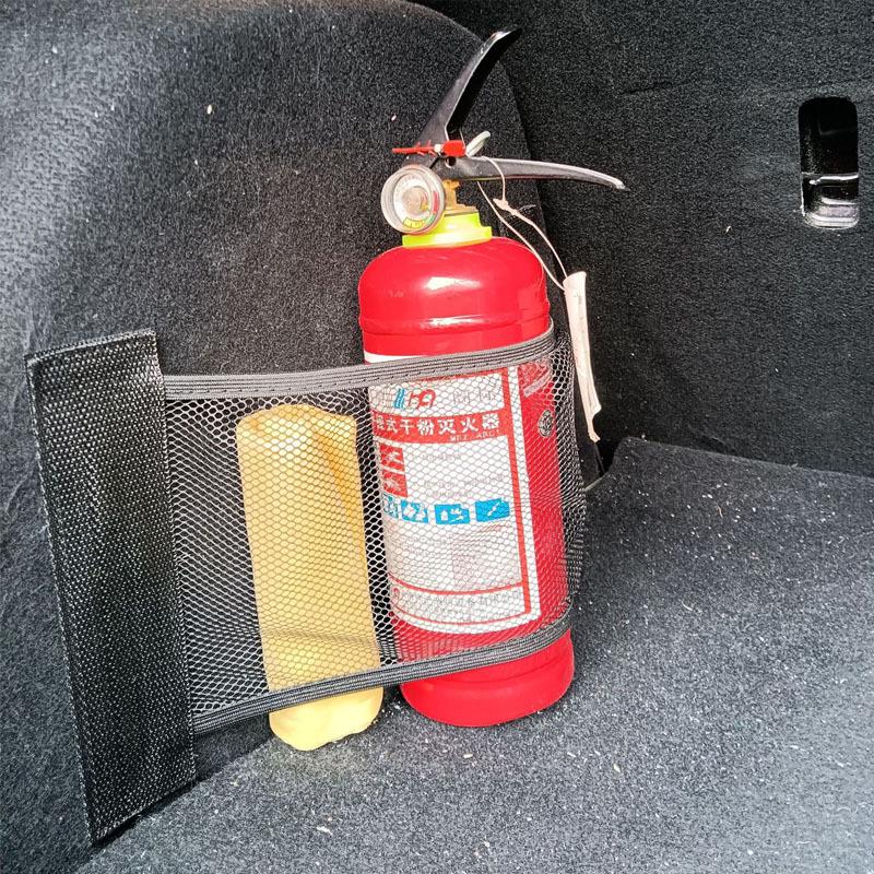 Car Back Rear Trunk Elastic Mesh Storage Bag Car Interior Organizer Extinguisher Storage Net Seat Back Fixing Bag Car Accessory