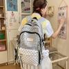 Schoolbag high value Japanese plaid small fresh junior high school students large capacity new school style casual versatile backpack
