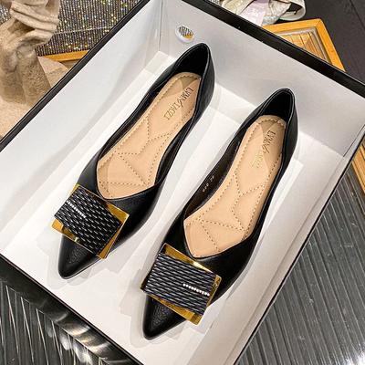 Flache Schuhe Damen Sommer 2024 Neue Vielseitige Weiche Leder Anti Rutsch Casual Einzelschuhe Klassische Große Damenschuhe 41-43