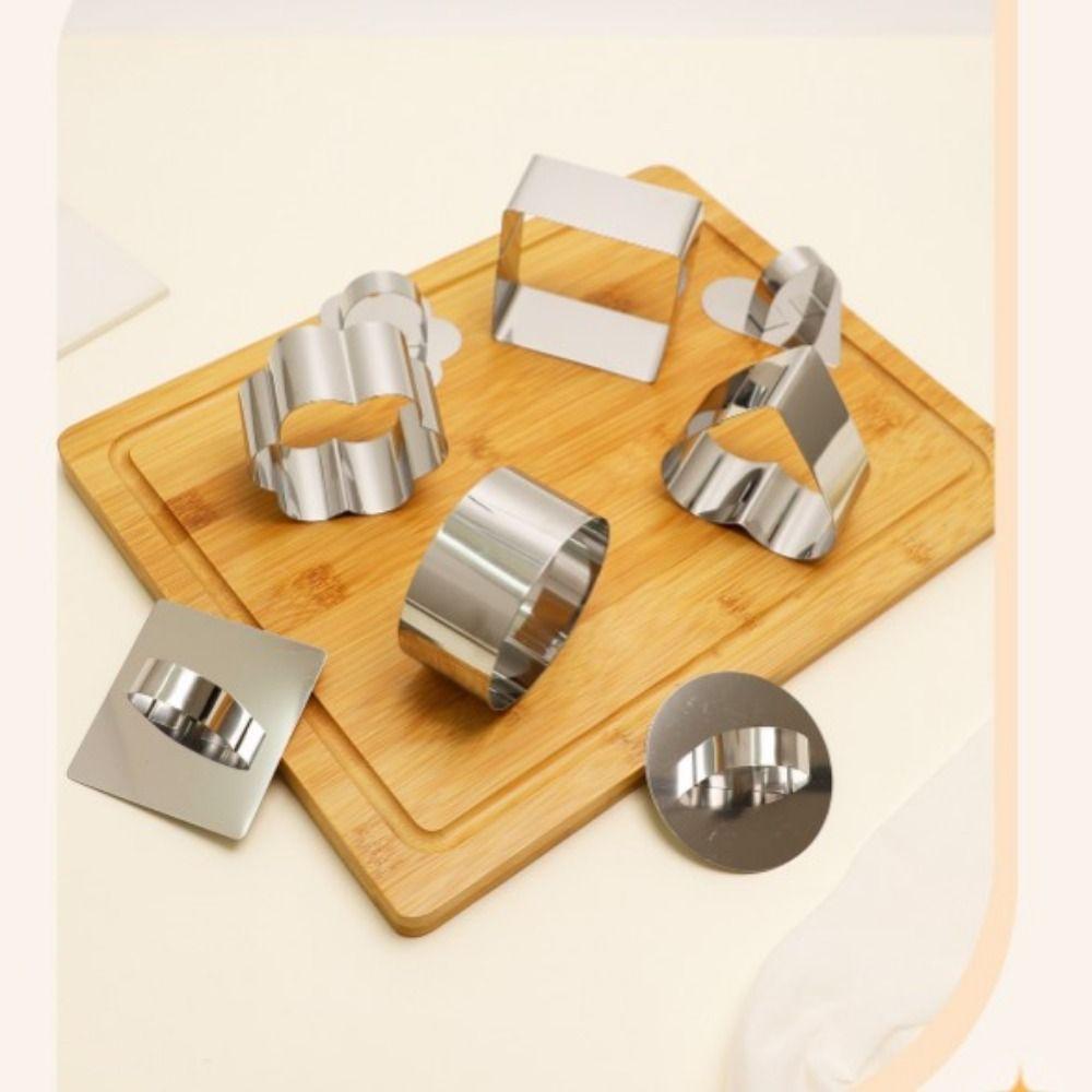 4Pcs DIY Baking Dessert Food Molds with Pushers Reusable Mousse Mold Cake Ring Mold  Kitchen Use