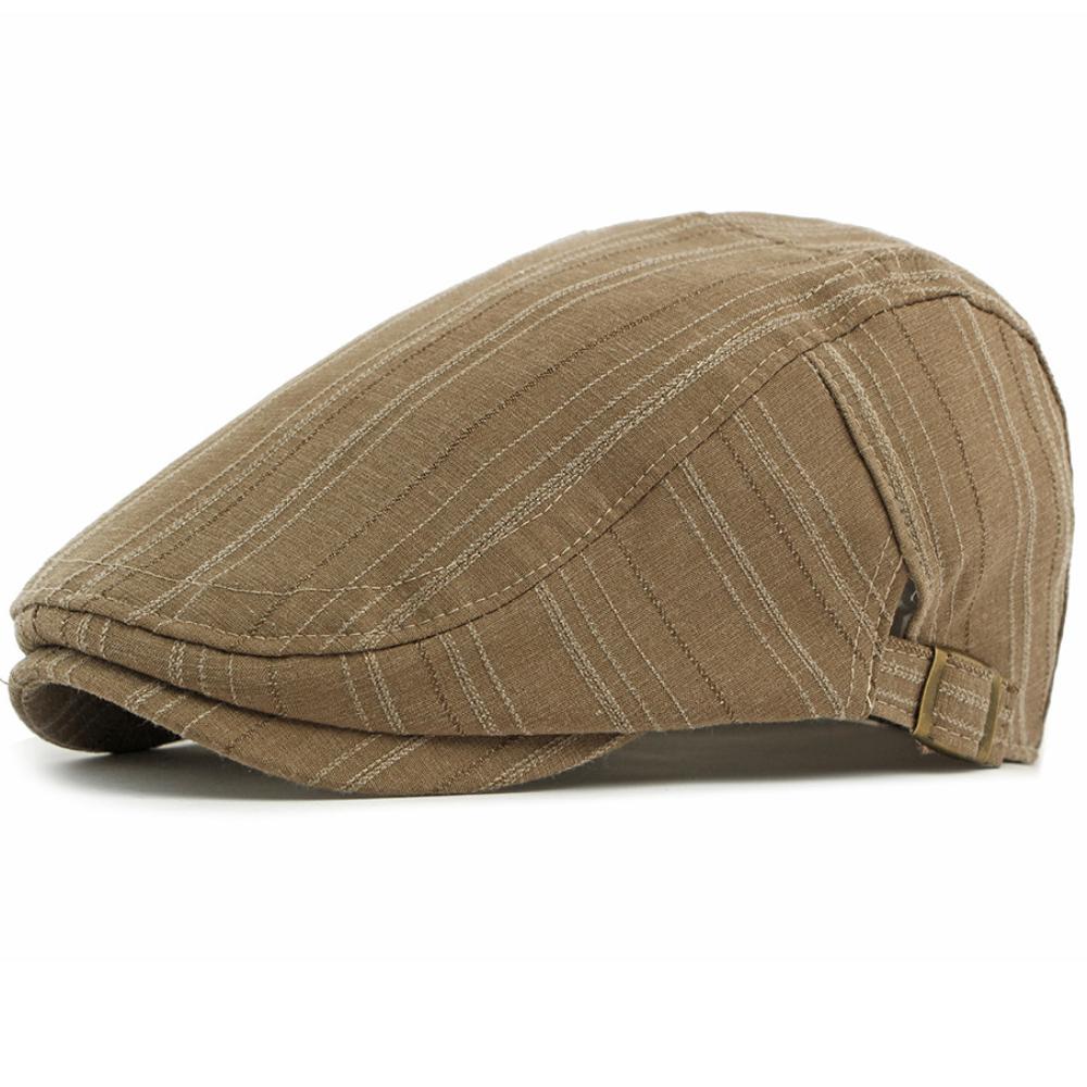 HT5058 Mens Berets Women Spring Summer Sun Cap Artist Painter Beret Hat Male Female Ivy Flat Cap Adjustable Striped Beret Caps