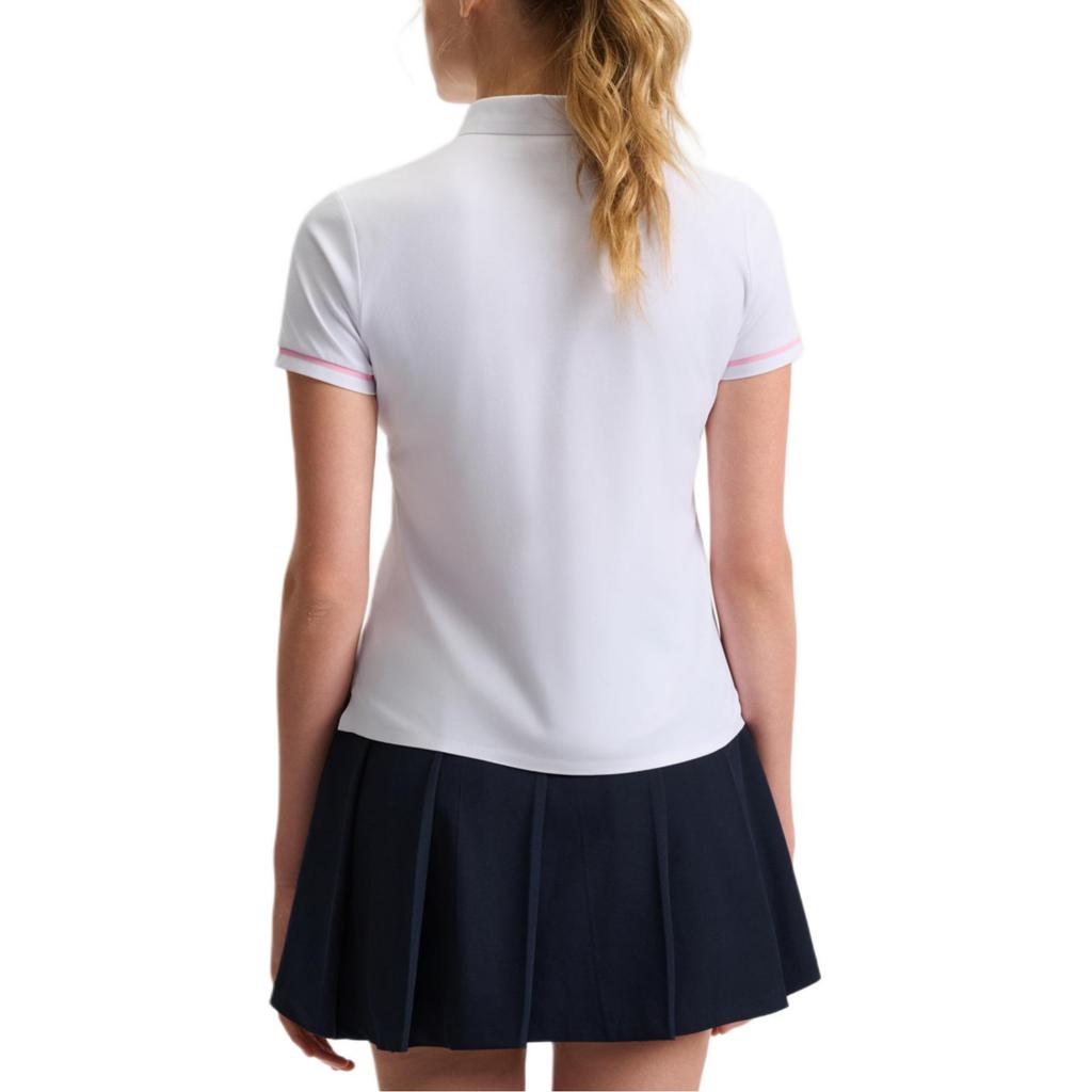 FILA Athletics Tennis Series Fashion Casual Versatile Sports Knit Short Sleeve Polo Shirt Women Polo Shirts Jade-White A11W523104F-WT