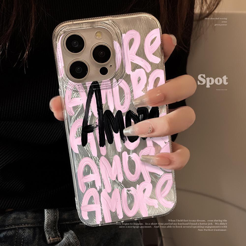 For iPhone 17 15 Pro Max Cases iPhone 11 12 13 ProMax 14 16 Plus 8 XS XR Shockproof Cover Amore Romantic Cowgirl Text Girl Case