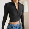 2025 Autumn Long-Sleeve Zipper Cropped Slimming Top