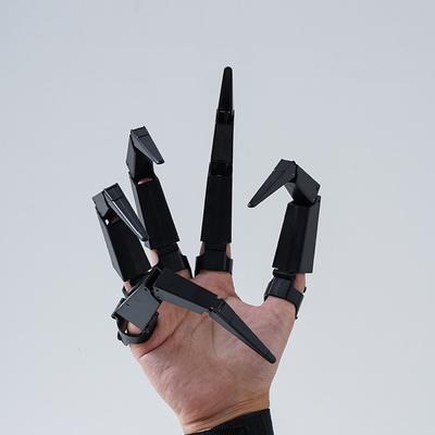 Techwear Style Plastic Mechanical Gloves Man Woman Skeleton Articulated Fingers Gloves Halloween Cosplay Props