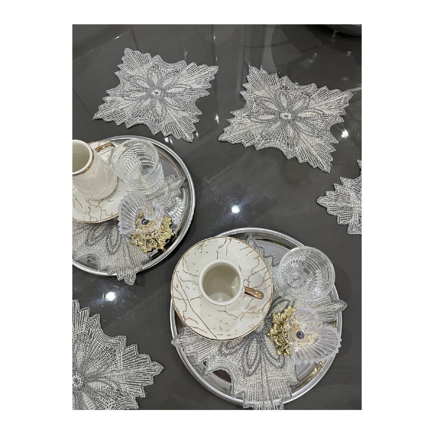 

Bougainvillea Model Gray Color Decorative Guipure Lace 2-piece Coffee Cocktail Presentation Napkin серый