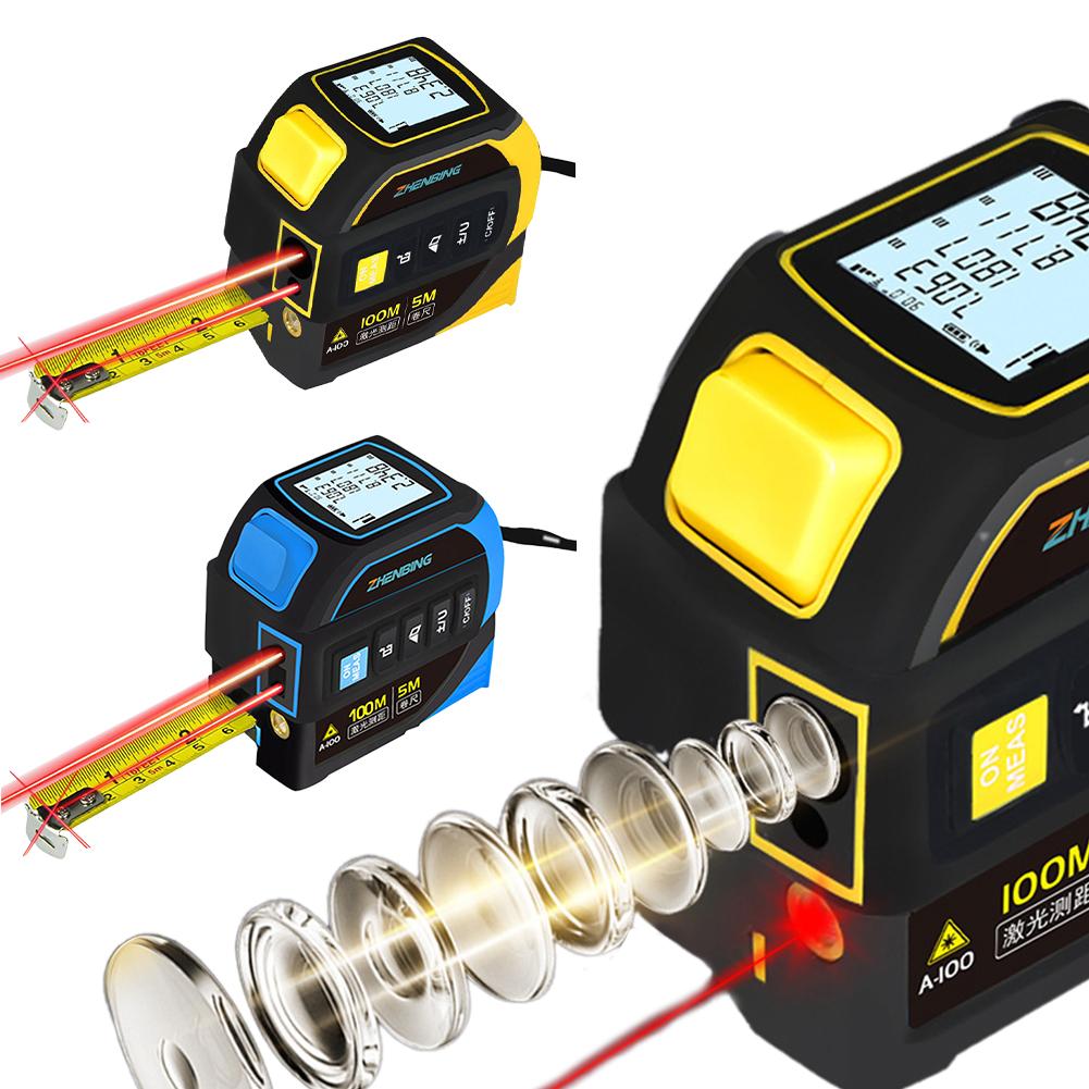 Portable Tape Measure 4-in-1 Laser Digital Measuring Tape High Precision Rangefinder Laser Distance Meter LCD Screen Display