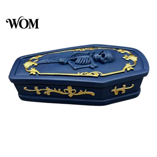 Resin Trinket Casket Gothic Skull Jewelry Box, Spooky Storage Figurine for Decorative Container Rings, Halloween Dark Tabletop Organizer, Unique Gift