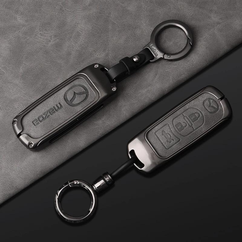 2025 Hot 2/3 Buttons Leather Car Key Cover Key Case For Mazda 2 3 6 Axela Atenza CX-5 CX5 CX-3 CX-7 CX8 CX-9 2016 2017 2018 Acce