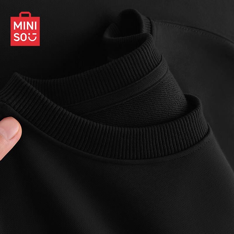 MINISO Men's Solid Color Crewneck Pullover Sweatshirt