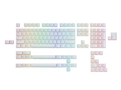 Glorreiche PBT Tastenkappe Englisches Layout Full Size Tenkeyless Kompatibel Alle Größen Gaming Tastaturkappe Weiße Tastenkappen pbt 100% 96% 85% 75% 65% 60% (145 Tasten)