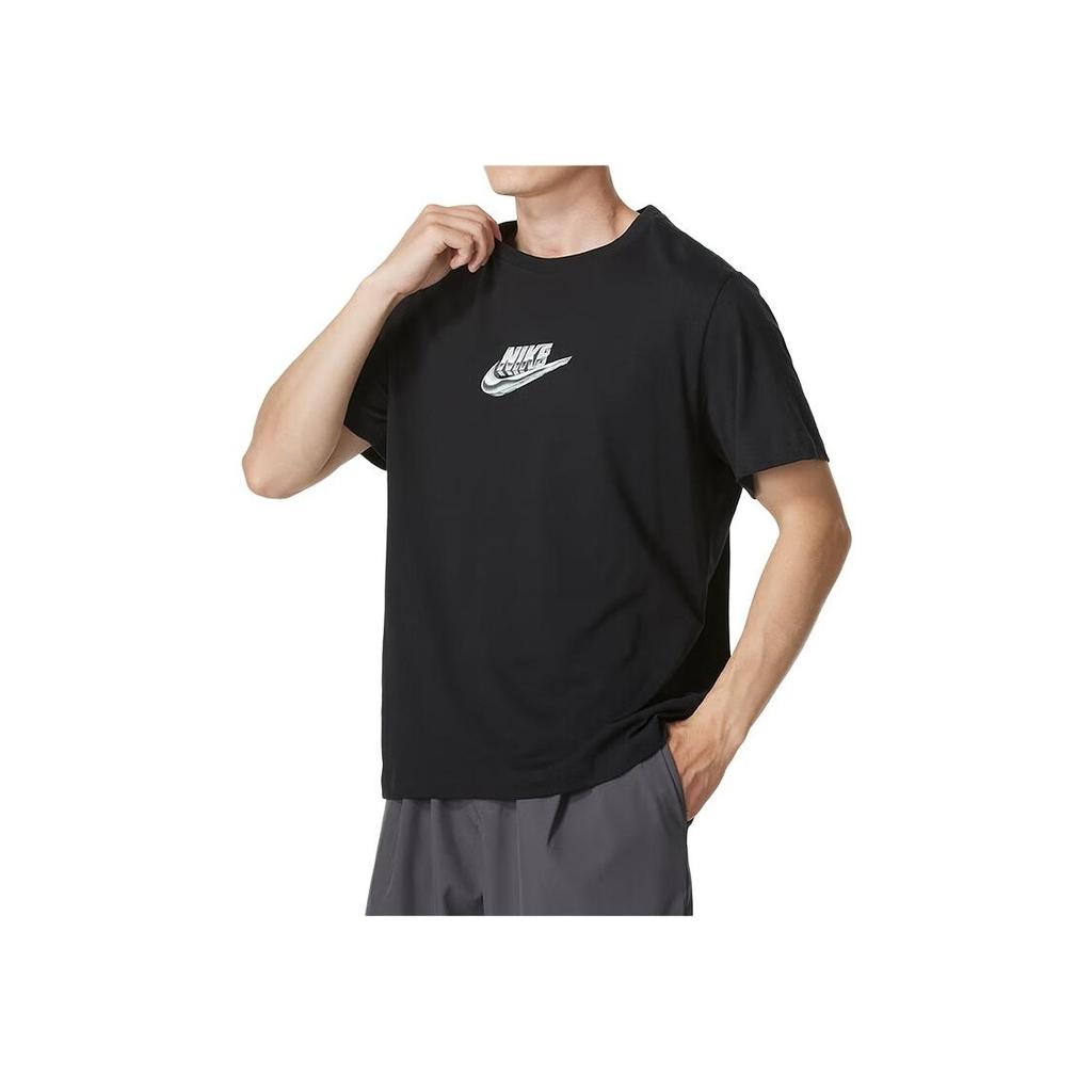 Nike Logo Print Pullover Crew Neck Short Sleeve T-Shirt Men T-Shirts Black FZ5398-010