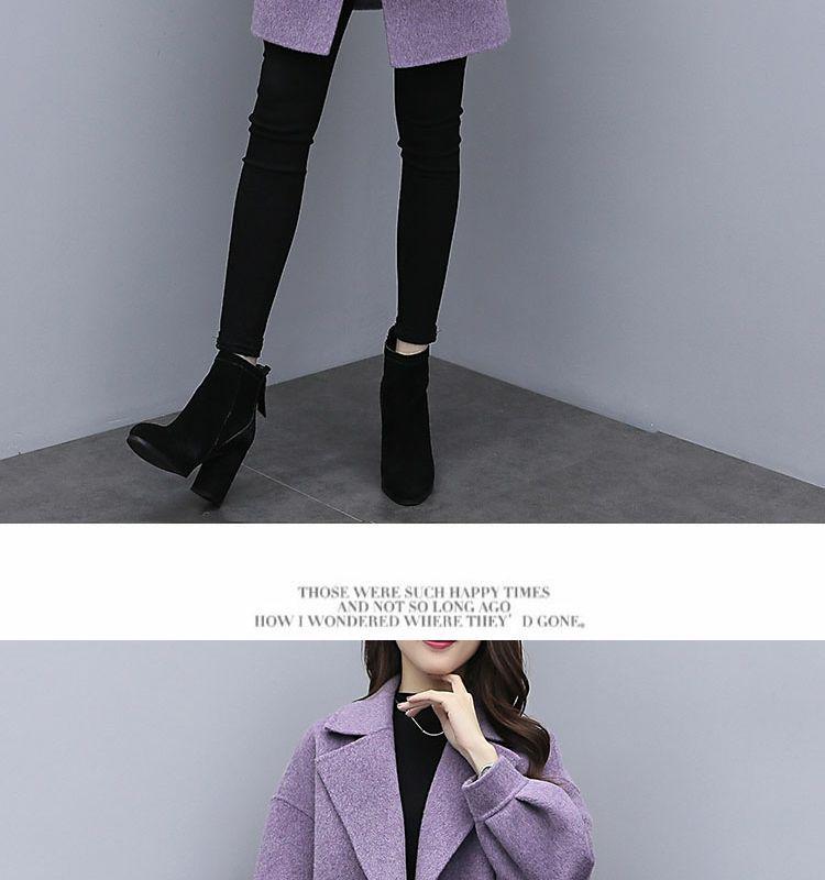 2025 Autumn/Winter Purple Wool Lantern Sleeve Mid-Length Women's Coat